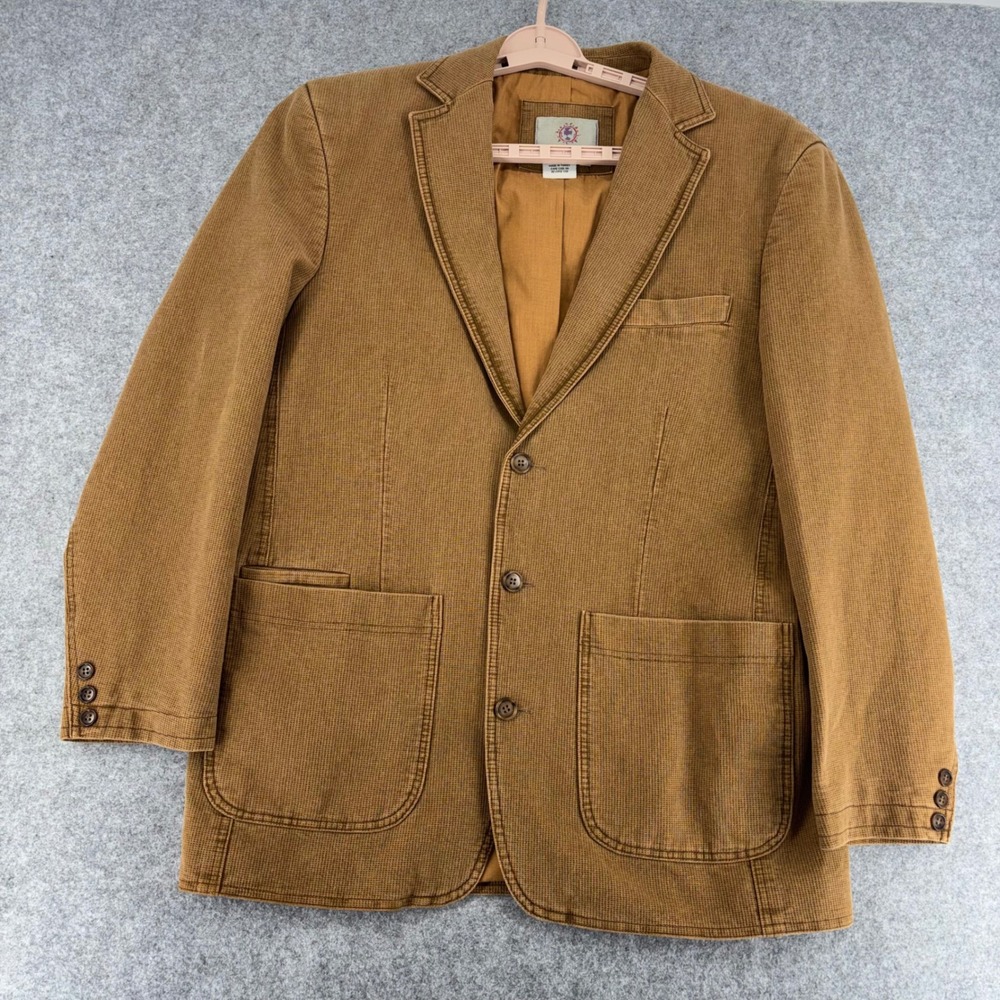 The Territory Ahead Mens Brown Textured Cotton 3-Button Blazer Sport Coat L